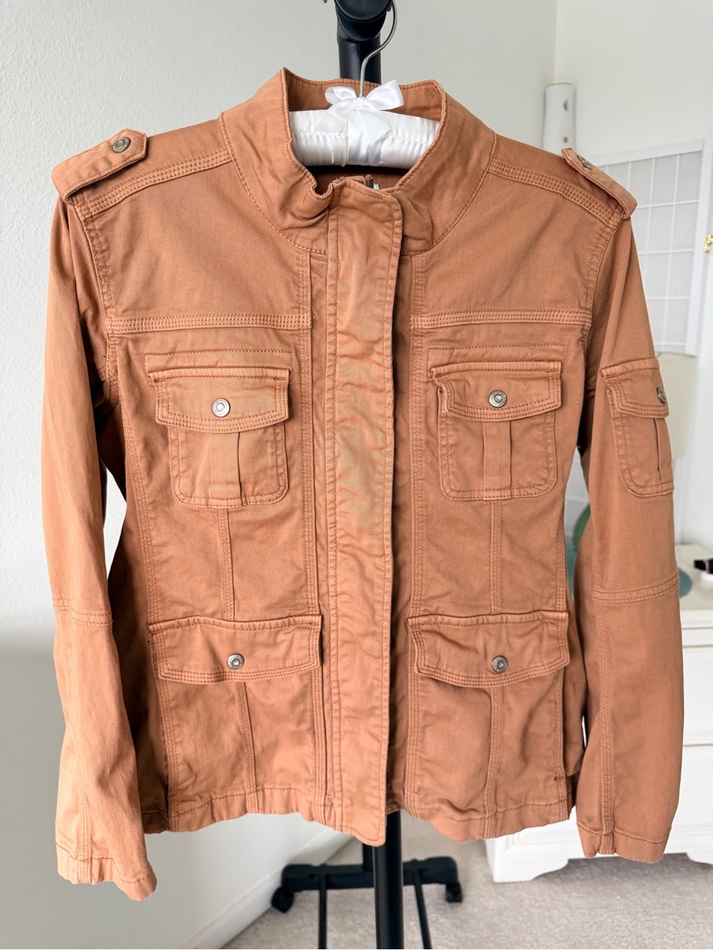 Kensie Rust Tan Utility Jacket with Epaulettes